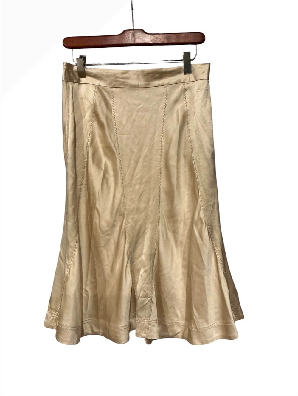 Essendi 100 % Silk Charmeuse Cream Midi Skirt Size 0